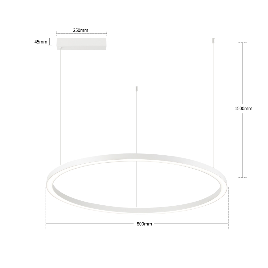 Brilagi - LED-hämardatav rippvalgusti kaablil PORTOFINO LED/60W/230V 3000-6000K, läbimõõt 80 cm, valge + kaugjuhtimispult