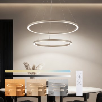 Brilagi - hämardatav LED-ripplühter kaabliga PORTOFINO LED/98W/230V 3000-6000K läbimõõt 80 cm beež + kaugjuhtimispult