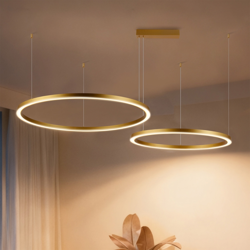 Brilagi - LED hämardatav lühter riputuskaabliga PORTOFINO LED/98W/230V 3000-6000K kuldne + kaugjuhtimispult