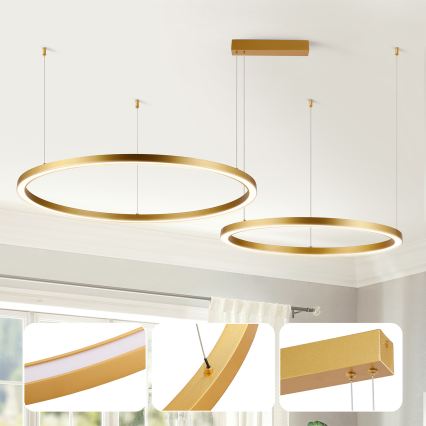 Brilagi - LED hämardatav lühter riputuskaabliga PORTOFINO LED/98W/230V 3000-6000K kuldne + kaugjuhtimispult
