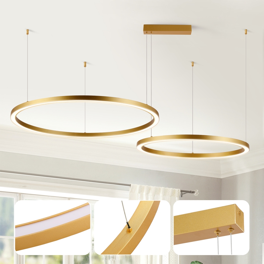 Brilagi - LED hämardatav lühter riputuskaabliga PORTOFINO LED/98W/230V 3000-6000K kuldne + kaugjuhtimispult