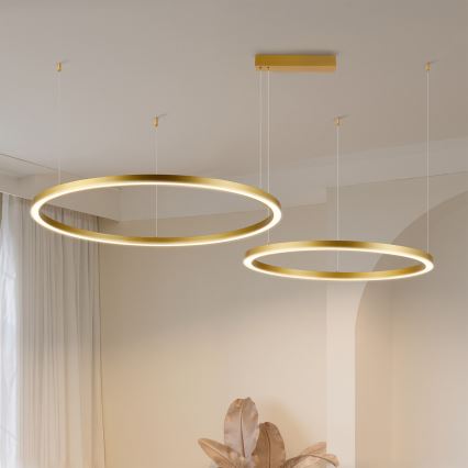 Brilagi - LED hämardatav lühter riputuskaabliga PORTOFINO LED/98W/230V 3000-6000K kuldne + kaugjuhtimispult
