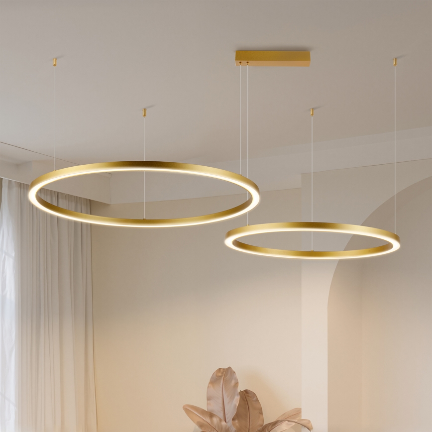 Brilagi - LED hämardatav lühter riputuskaabliga PORTOFINO LED/98W/230V 3000-6000K kuldne + kaugjuhtimispult