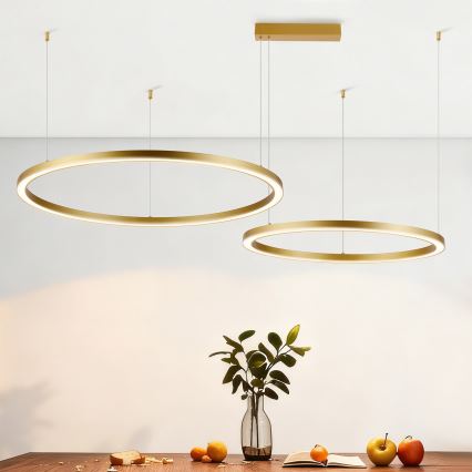Brilagi - LED hämardatav lühter riputuskaabliga PORTOFINO LED/98W/230V 3000-6000K kuldne + kaugjuhtimispult
