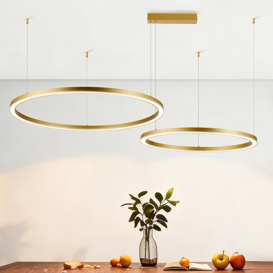 Brilagi - LED hämardatav lühter riputuskaabliga PORTOFINO LED/98W/230V 3000-6000K kuldne + kaugjuhtimispult