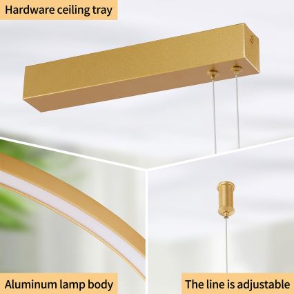 Brilagi - LED hämardatav lühter riputuskaabliga PORTOFINO LED/98W/230V 3000-6000K kuldne + kaugjuhtimispult