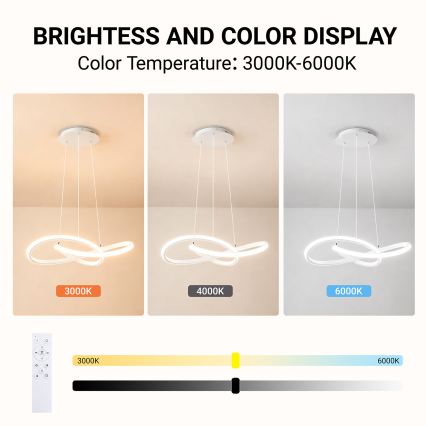 BRILAGI - LED hämardatav rippvalgusti INFINITY riputuskaabliga LED/55W/230V 3000-6000K 50x50 cm valge + kaugjuhtimispult