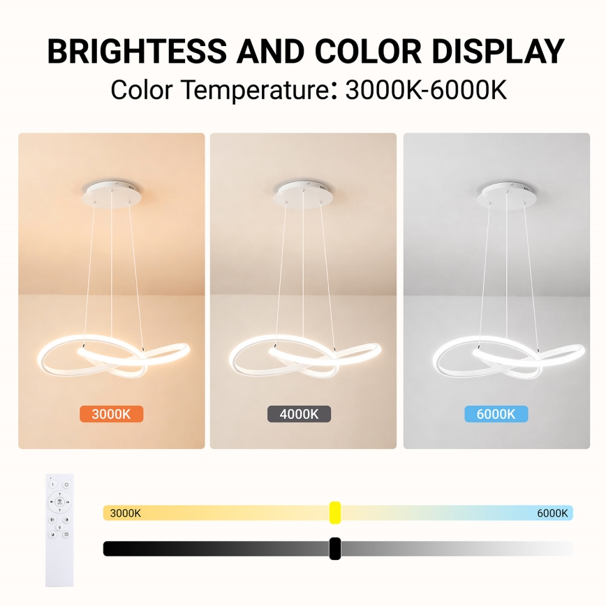 BRILAGI - LED hämardatav rippvalgusti INFINITY riputuskaabliga LED/55W/230V 3000-6000K 50x50 cm valge + kaugjuhtimispult