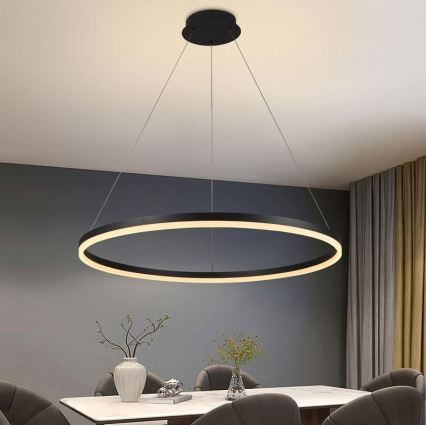 Brilagi - LED hämardatav rippvalgusti kaablil CIRCLE LED/55W/230V 3000-6500K läbimõõt 80 cm must + kaugjuhtimispult