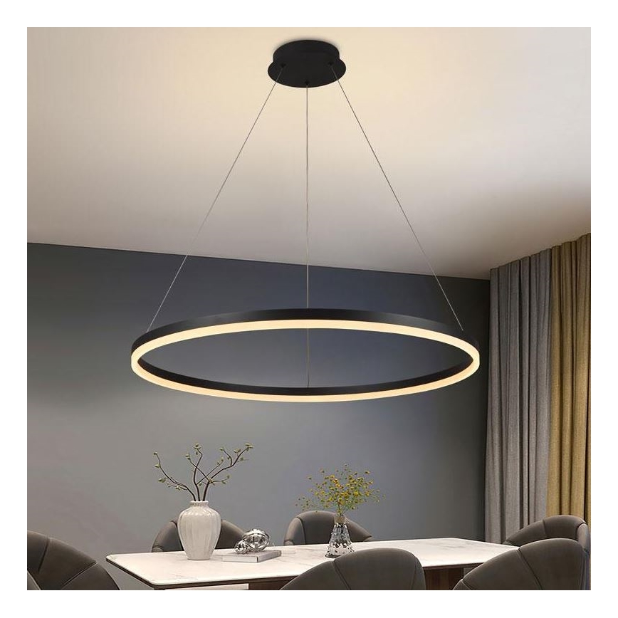 Brilagi - LED hämardatav rippvalgusti kaablil CIRCLE LED/55W/230V 3000-6500K läbimõõt 80 cm must + kaugjuhtimispult