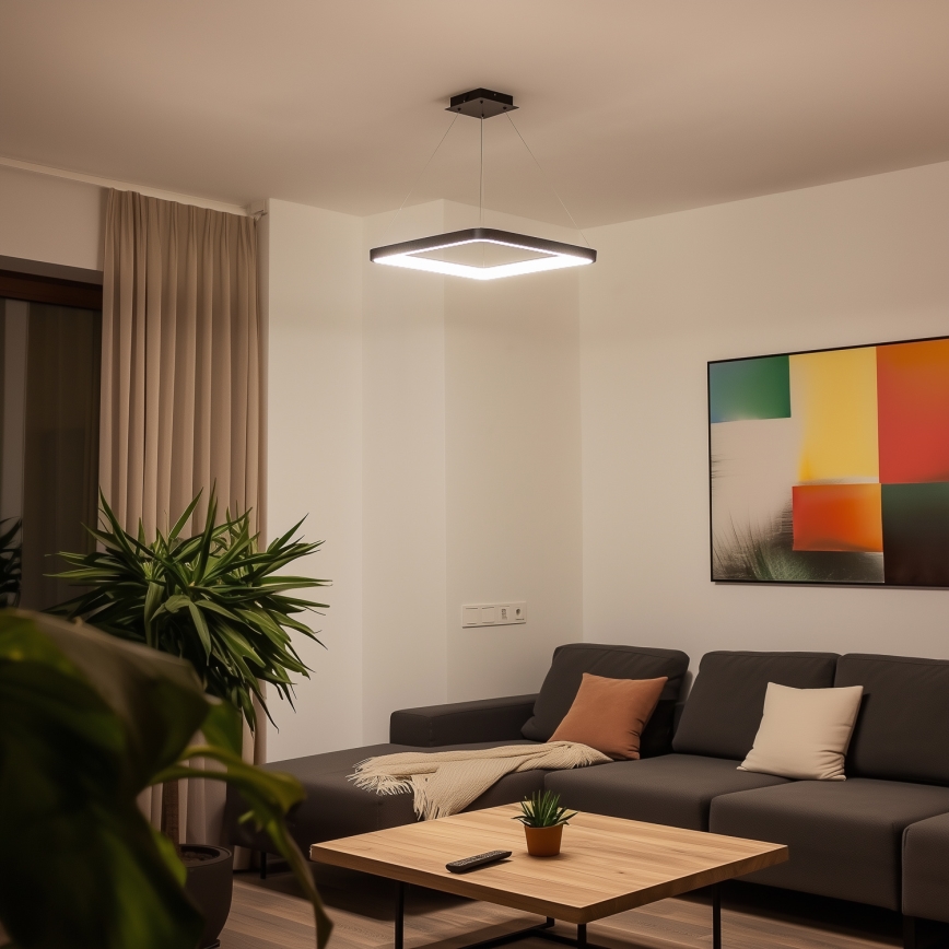 Brilagi - LED hämardatav kaabliga riputatav lühter FALCON SLIM LED/50W/230V 3000-6500K 50x50 cm must + kaugjuhtimispult