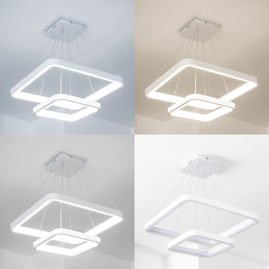 Brilagi - LED-hämardatav rippvalgusti kaabliga FALCON SLIM LED/78W/230V 3000-6500K 50x50 cm valge + kaugjuhtimispult