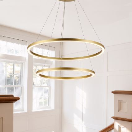 Brilagi - LED-hämardatav köisel riputatav lühter PORTOFINO LED/98W/230V 3000-6000K pr. 80 cm kuldne + kaugjuhtimispult