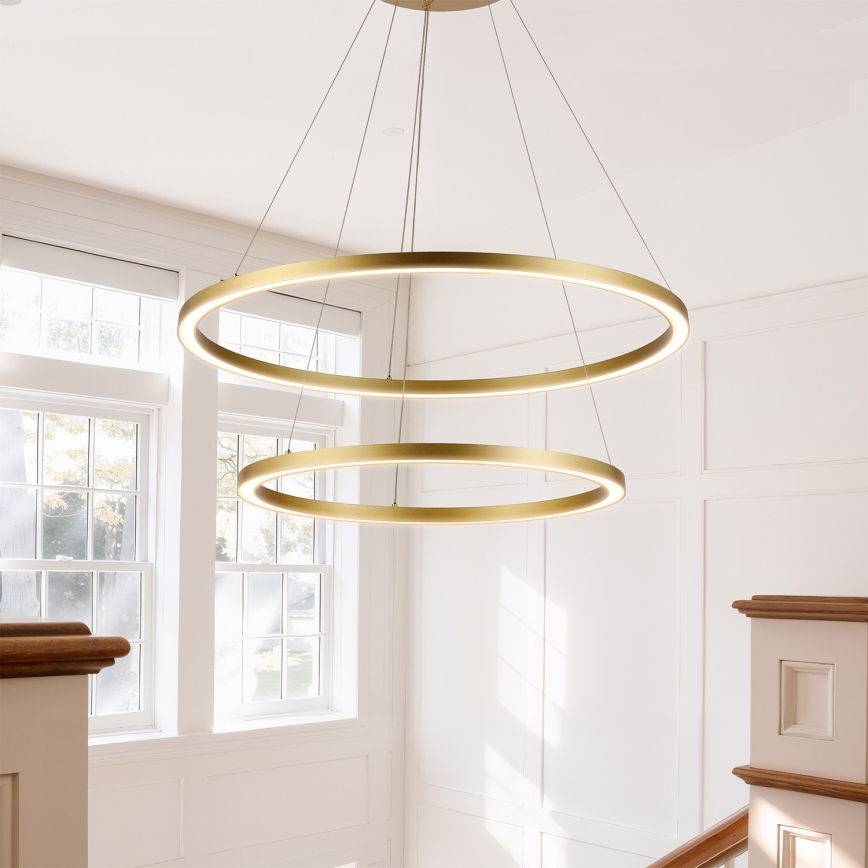 Brilagi - LED-hämardatav köisel riputatav lühter PORTOFINO LED/98W/230V 3000-6000K pr. 80 cm kuldne + kaugjuhtimispult