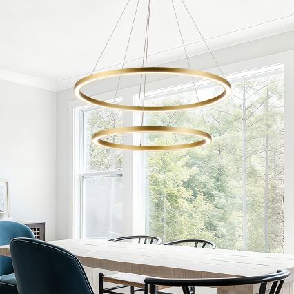 Brilagi - LED-hämardatav köisel riputatav lühter PORTOFINO LED/98W/230V 3000-6000K pr. 80 cm kuldne + kaugjuhtimispult