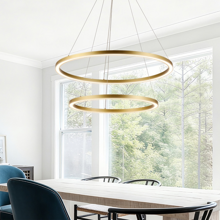 Brilagi - LED-hämardatav köisel riputatav lühter PORTOFINO LED/98W/230V 3000-6000K pr. 80 cm kuldne + kaugjuhtimispult