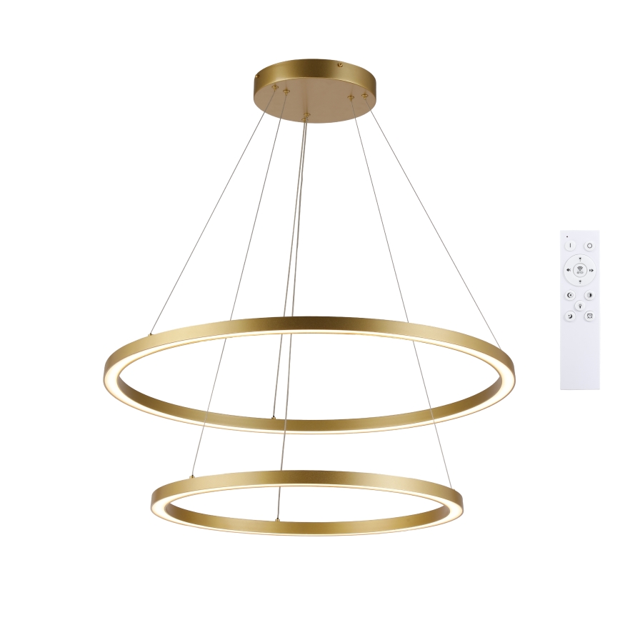Brilagi - LED-hämardatav köisel riputatav lühter PORTOFINO LED/98W/230V 3000-6000K pr. 80 cm kuldne + kaugjuhtimispult