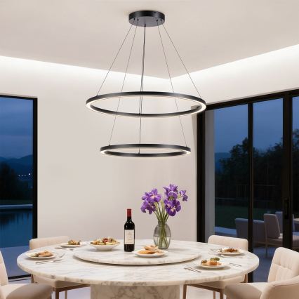 Brilagi - LED-hämardatav rippvalgusti kaabliga PORTOFINO LED/98W/230V 3000-6000K läbimõõt 80 cm must + kaugjuhtimispult