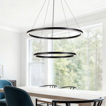 Brilagi - LED-hämardatav rippvalgusti kaabliga PORTOFINO LED/98W/230V 3000-6000K läbimõõt 80 cm must + kaugjuhtimispult