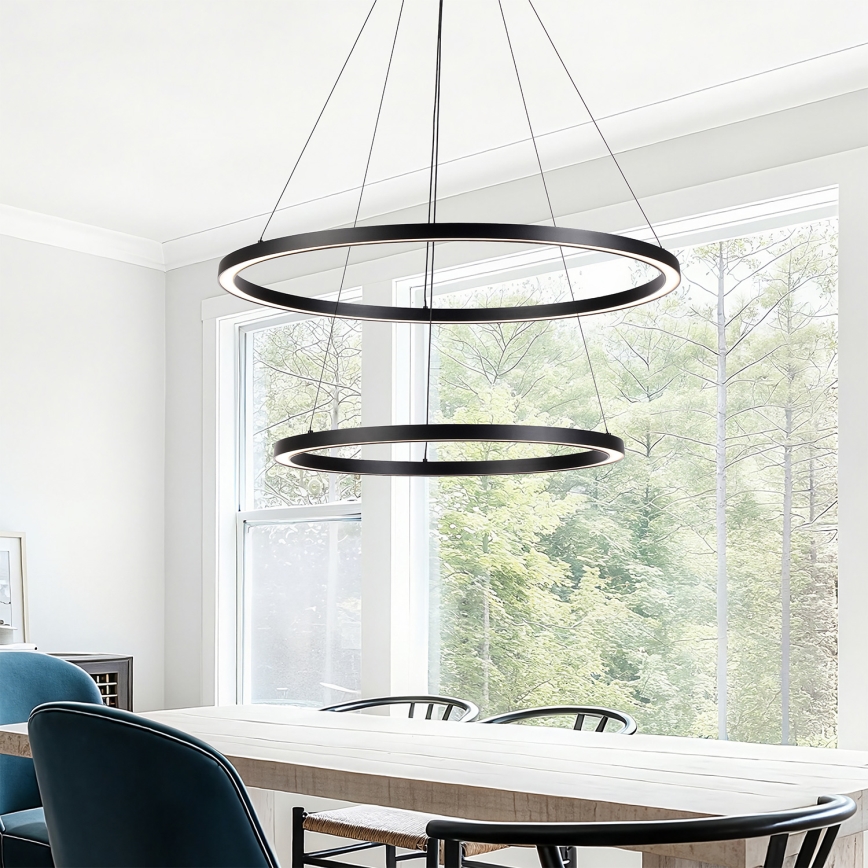 Brilagi - LED-hämardatav rippvalgusti kaabliga PORTOFINO LED/98W/230V 3000-6000K läbimõõt 80 cm must + kaugjuhtimispult