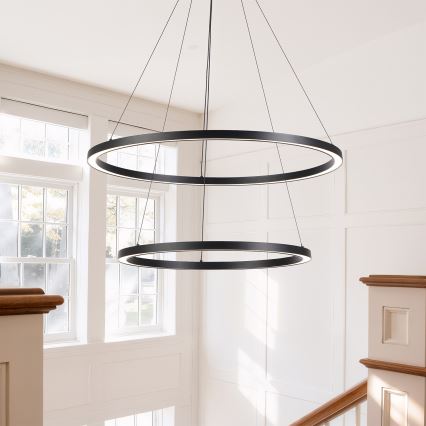 Brilagi - LED-hämardatav rippvalgusti kaabliga PORTOFINO LED/98W/230V 3000-6000K läbimõõt 80 cm must + kaugjuhtimispult