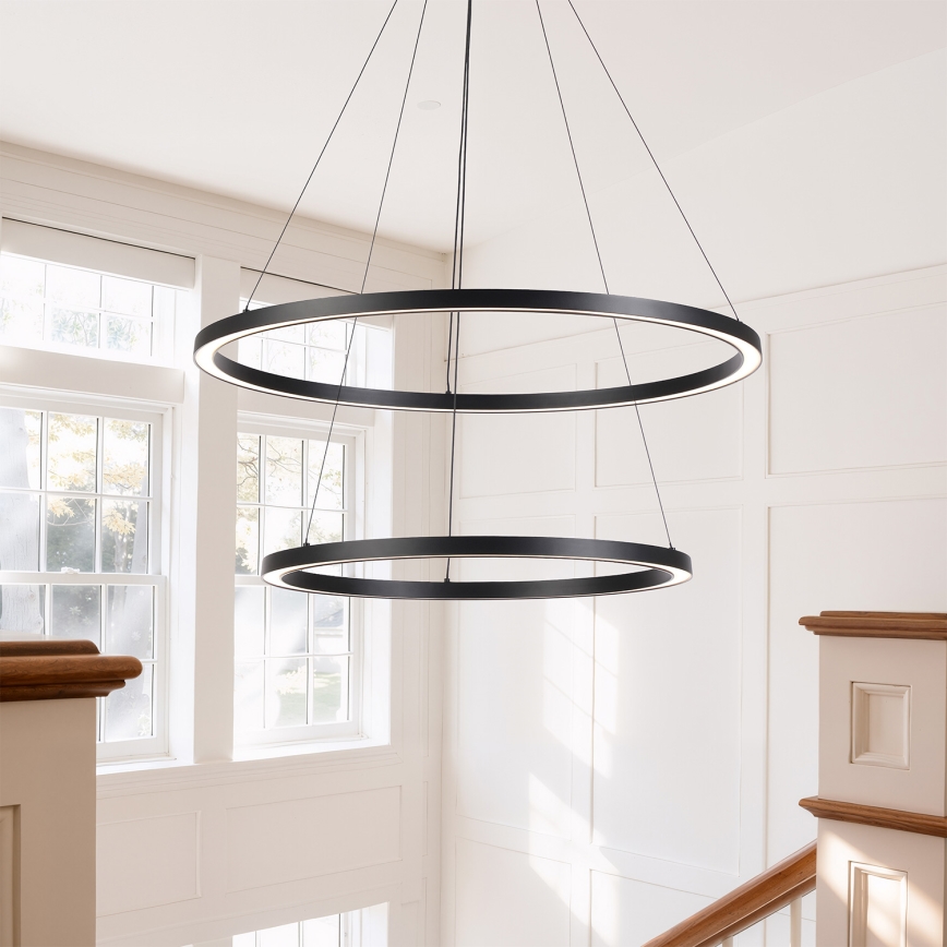 Brilagi - LED-hämardatav rippvalgusti kaabliga PORTOFINO LED/98W/230V 3000-6000K läbimõõt 80 cm must + kaugjuhtimispult