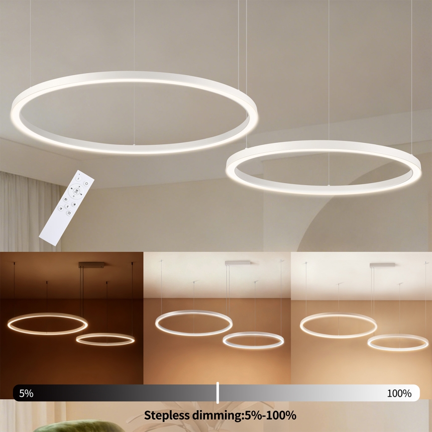 Brilagi - Hämardatav riputatav lühter kaabliga PORTOFINO LED/98W/230V 3000-6000K valge + kaugjuhtimispult
