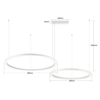 Brilagi - Hämardatav riputatav lühter kaabliga PORTOFINO LED/98W/230V 3000-6000K valge + kaugjuhtimispult