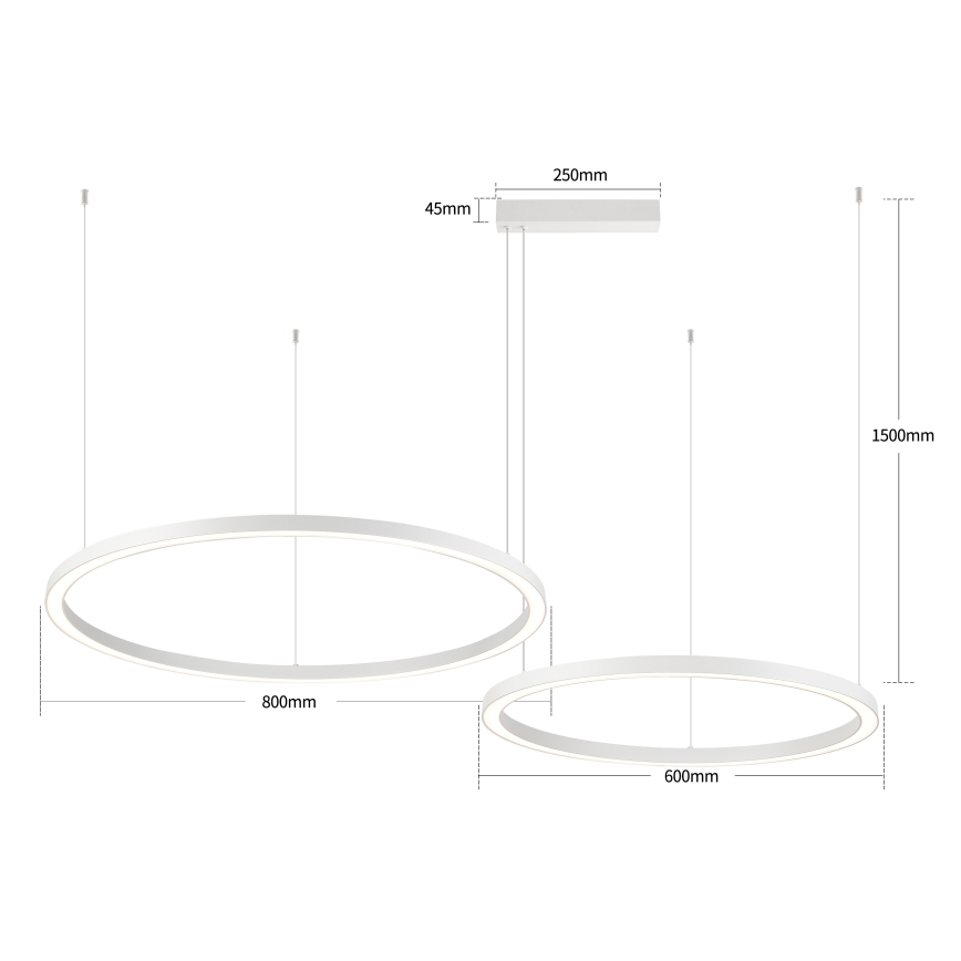Brilagi - Hämardatav riputatav lühter kaabliga PORTOFINO LED/98W/230V 3000-6000K valge + kaugjuhtimispult