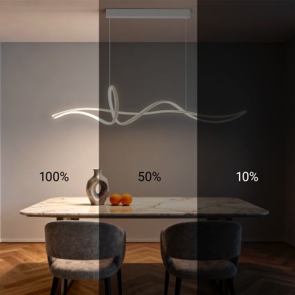 Brilagi - LED hämardatav rippvalgusti kaabliga SIGNATURE LED/55W/230V 3000-6000K 120x23 cm valge + kaugjuhtimispult