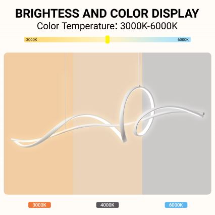 Brilagi - LED hämardatav rippvalgusti kaabliga SIGNATURE LED/55W/230V 3000-6000K 120x23 cm valge + kaugjuhtimispult