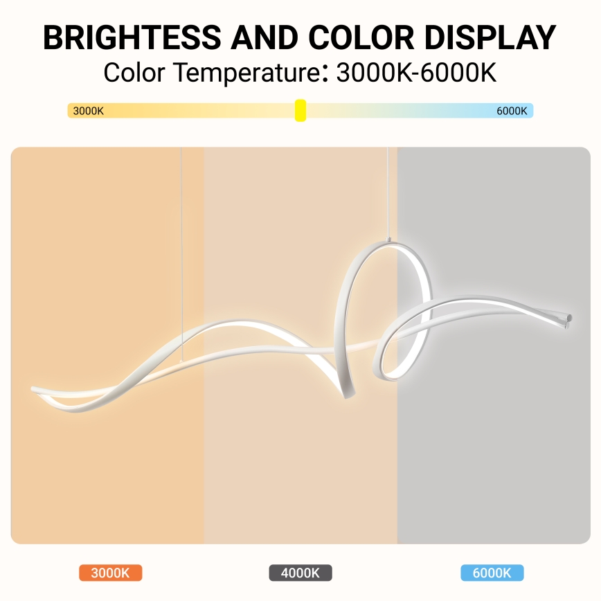 Brilagi - LED hämardatav rippvalgusti kaabliga SIGNATURE LED/55W/230V 3000-6000K 120x23 cm valge + kaugjuhtimispult