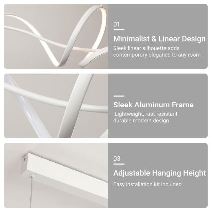 Brilagi - LED hämardatav rippvalgusti kaabliga SIGNATURE LED/55W/230V 3000-6000K 120x23 cm valge + kaugjuhtimispult