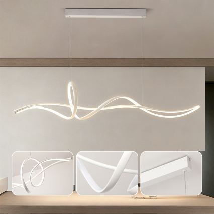 Brilagi - LED hämardatav rippvalgusti kaabliga SIGNATURE LED/55W/230V 3000-6000K 120x23 cm valge + kaugjuhtimispult