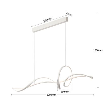 Brilagi - LED hämardatav rippvalgusti kaabliga SIGNATURE LED/55W/230V 3000-6000K 120x23 cm valge + kaugjuhtimispult