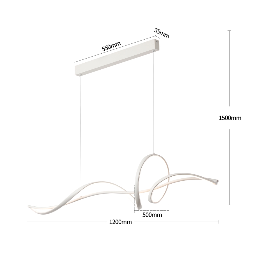 Brilagi - LED hämardatav rippvalgusti kaabliga SIGNATURE LED/55W/230V 3000-6000K 120x23 cm valge + kaugjuhtimispult