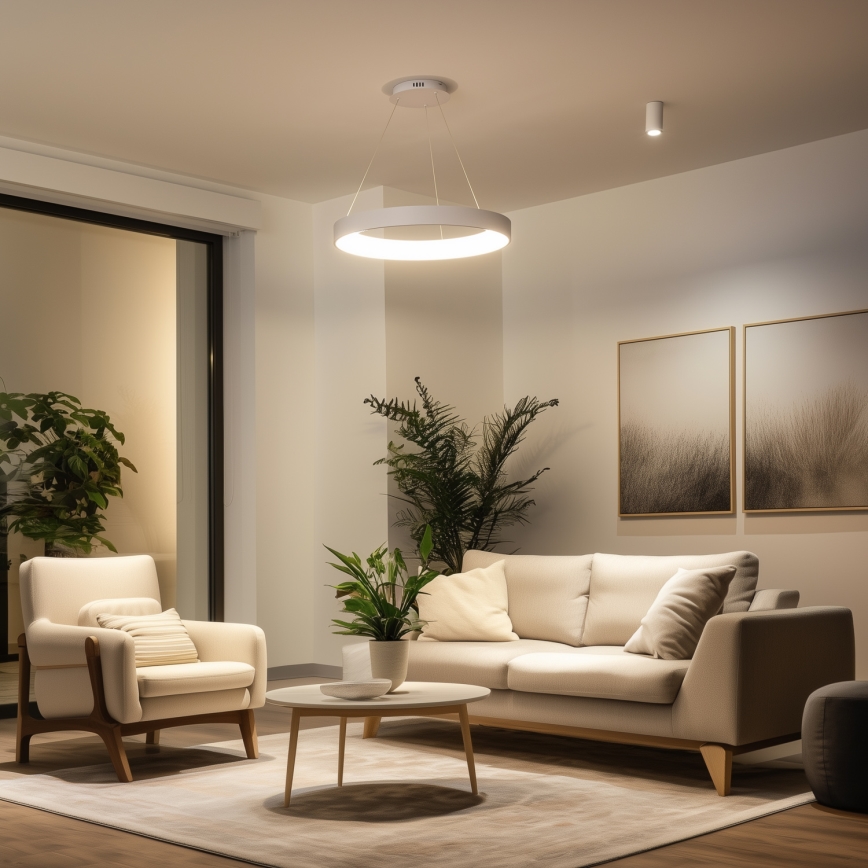 Brilagi - hämardatav LED-rippvalgusti kaabliga FALCON II LED/99W/230V 3000-6500K läbimõõt 60 cm valge + kaugjuhtimispult