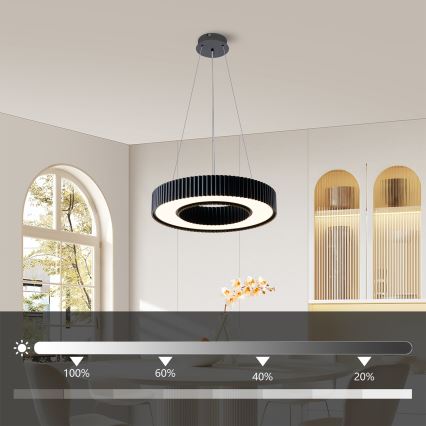Brilagi - LUMIX LED hämardatav ripatsvalgusti kaablil, LED/48W/230V, 3000-6000K, must, läbimõõt 50 cm + kaugjuhtimispult