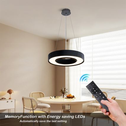 Brilagi - LUMIX LED hämardatav ripatsvalgusti kaablil, LED/48W/230V, 3000-6000K, must, läbimõõt 50 cm + kaugjuhtimispult
