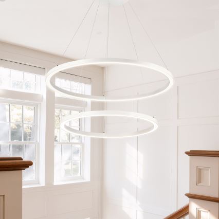 Brilagi - PORTOFINO LED hämardatav rippvalgusti kaablil, 98 W, 230 V, 3000–6000 K, Ø 80 cm, valge + kaugjuhtimispult