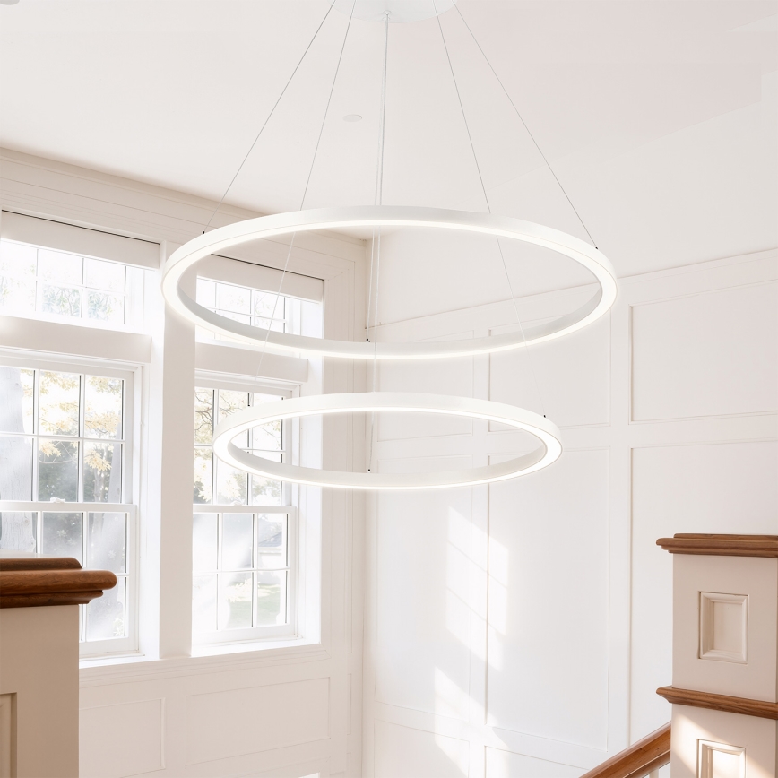 Brilagi - PORTOFINO LED hämardatav rippvalgusti kaablil, 98 W, 230 V, 3000–6000 K, Ø 80 cm, valge + kaugjuhtimispult