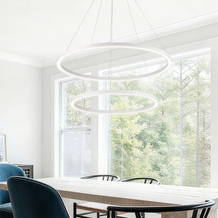 Brilagi - PORTOFINO LED hämardatav rippvalgusti kaablil, 98 W, 230 V, 3000–6000 K, Ø 80 cm, valge + kaugjuhtimispult