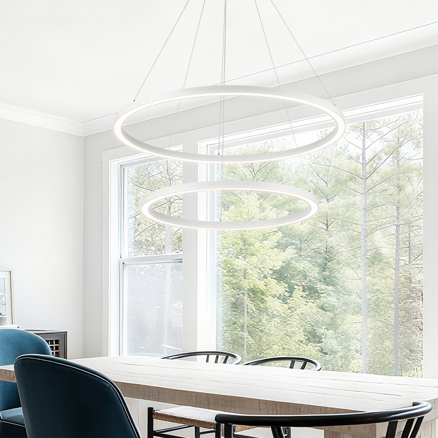 Brilagi - PORTOFINO LED hämardatav rippvalgusti kaablil, 98 W, 230 V, 3000–6000 K, Ø 80 cm, valge + kaugjuhtimispult