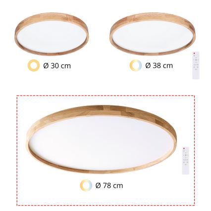Brilagi - LED hämardatav laelamp ALSON LED/72W/230V 3000-6500K tamm, läbimõõt 78 cm + kaugjuhtimispult