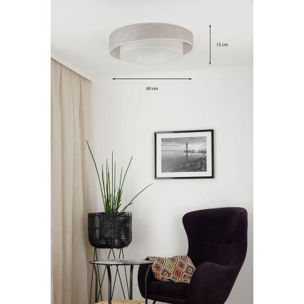 Brilagi - LED-hämardatav laelamp DOVER SHINE LED/24W/230V, läbimõõt 60 cm, 3000/4000/6500K, hall/kreemjas + kaugjuhtimispult