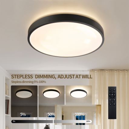 Brilagi - LED hämardatav laelamp GLASS POOL DOUBLE LED/48W/230V 3000-6000K 40 cm must + kaugjuhtimispult