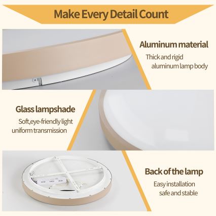 Brilagi - LED-hämardatav laevalgusti GLASS POOL DOUBLE LED/60W/230V 3000-6000K 50 cm beež + kaugjuhtimispult