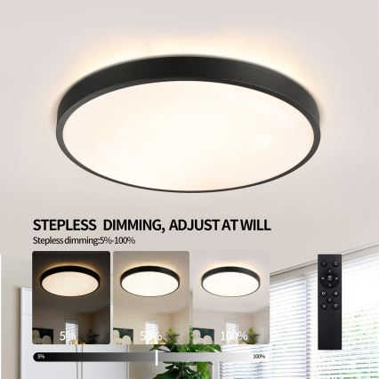 Brilagi - LED hämardatav laelamp GLASS POOL DOUBLE LED/60W/230V 3000-6000K 50 cm must + kaugjuhtimispult