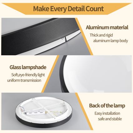 Brilagi - LED hämardatav laelamp GLASS POOL DOUBLE LED/60W/230V 3000-6000K 50 cm must + kaugjuhtimispult