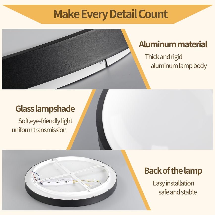 Brilagi - LED hämardatav laelamp GLASS POOL DOUBLE LED/80W/230V 3000-6000K 60 cm must + kaugjuhtimispult